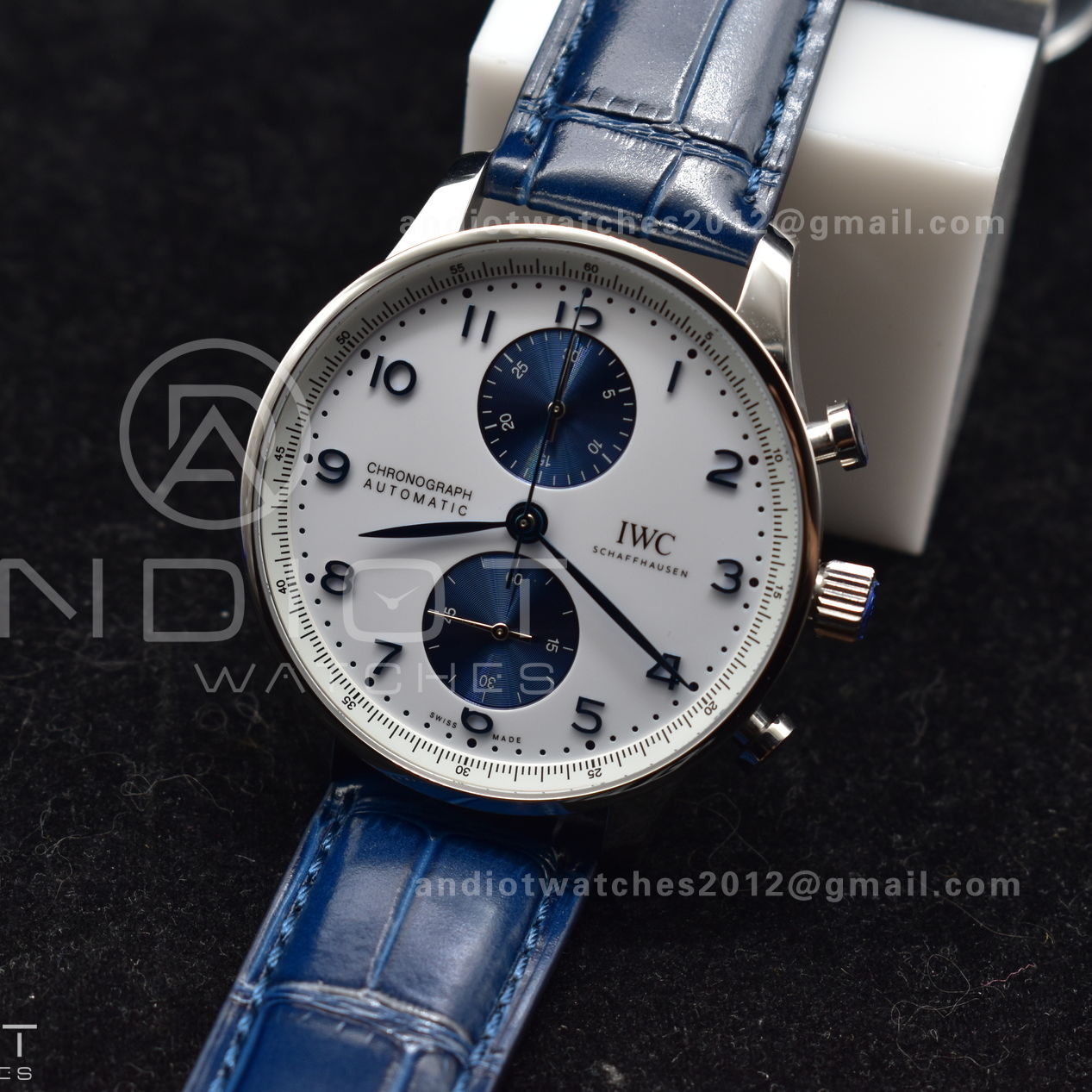 Portuguese Chrono IW371620 ZF 1:1 Best Edition White/Blue Dial on Blue Leather Strap A69355